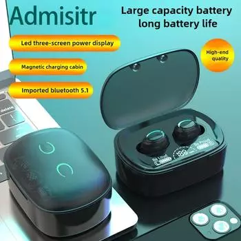 Беспроводная Bluetooth-гарнитура с шумоподавлением и низкой задержкой TWS-наушники-вкладыши с длительным сроком службы батареи чёрный