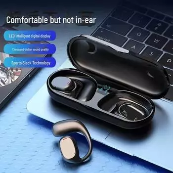 Беспроводная Bluetooth-гарнитура с заушным креплением, длительным сроком службы аккумулятора, шумоподавлением, цифровым дисплеем и водонепроницаемой конструкцией. YT--109 single ear countless display чёрный