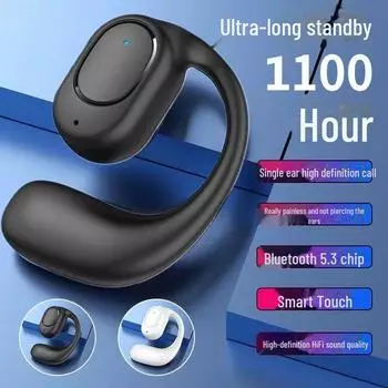 Беспроводная Bluetooth-гарнитура с заушным креплением OWS True Wireless — не вставная, с длительным временем ожидания, сенсорным управлением, одно ухо, идеально подходит для деловых звонков. Bare 5616T2 battery 90mAh белый