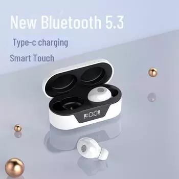 Беспроводная Bluetooth-гарнитура T31 с двумя наушниками, сенсорным управлением и цифровым дисплеем чёрный