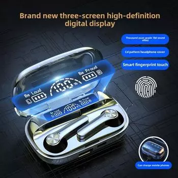 Беспроводная Bluetooth-гарнитура TWS5.3 In-ear Power Digital Display Touch Bluetooth-гарнитура с ручкой чёрный