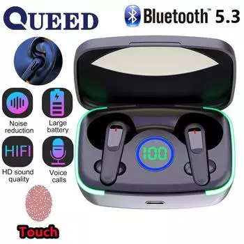 Беспроводная Bluetooth-гарнитура-вкладыш с Power Bank TWS Stereo HD Цифровой дисплей 5.3 чёрный