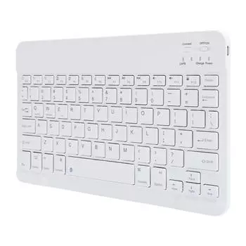 Беспроводная Bluetooth-клавиатура 10 дюймов, легкая, сверхширокая, для Android, для IOS, для Windows(белый) белый