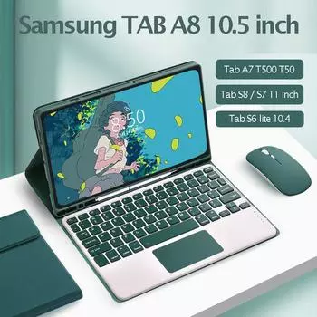 Беспроводная Bluetooth-клавиатура для Samsung Galaxy Tab S8 X700 X706 S7 11 дюймов, чехол S6 Lite 10,4 Tab A7 A8, кожаный флип-чехол A8 10.5 X200 X205
