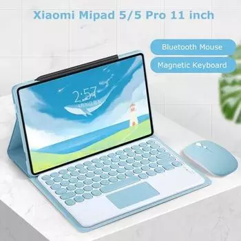 Беспроводная Bluetooth-клавиатура для Xiaomi Mipad 5/6 Pro Redmi Pad SE 11 дюймов 10,6, силиконовый чехол, складной кожаный чехол с умной подставкой xiaomi pad 5/5pro 11inch