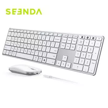 Беспроводная Bluetooth-клавиатура и мышь для Mac Ipad Ios Windows перезаряжаемая клавиатура для нескольких устройств с цифровой панелью чёрный