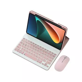 Беспроводная Bluetooth-клавиатура и мышь для Mipad Pad5 Mi Pad 5 Pro, кожаный чехол с умной магнитной подставкой, принципиально розовый