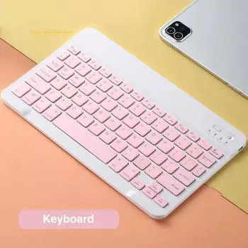 Беспроводная Bluetooth-клавиатура и мышь, русский, французский, португальский, испанский, корейский язык для Android iOS, Windows Phone, планшета, iPad Keyboard розовый