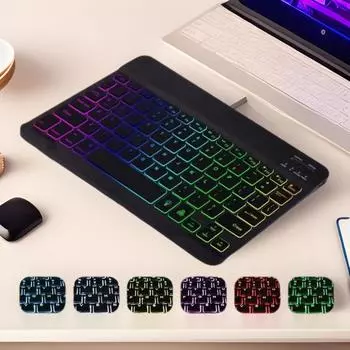 Беспроводная Bluetooth клавиатура мышь комплект для iPad Huawei телефон RGB подсветка 10 дюймов компактный дизайн 10 backlit keyboard