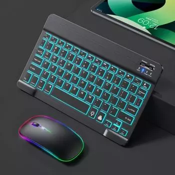 Беспроводная Bluetooth клавиатура мышь комплект RGB подсветка для телефона планшета ПК 10 дюймов многоцветный 10 backlight keyboard