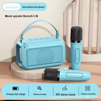 Беспроводная Bluetooth-колонка с микрофоном KTV - универсальная домашняя караоке-система Bare Machine хаки