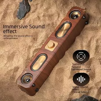 Беспроводная Bluetooth-колонка в стиле ретро с глубокими басами и деревянной отделкой (Модель E3404) Standard without microphone AI function