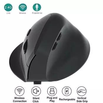 Беспроводная Bluetooth-мышь 2.4G эргономичная мышь 1600DPI 6 кнопок бесшумная перезаряжаемая мышь с USB-приемником для ПК ноутбука