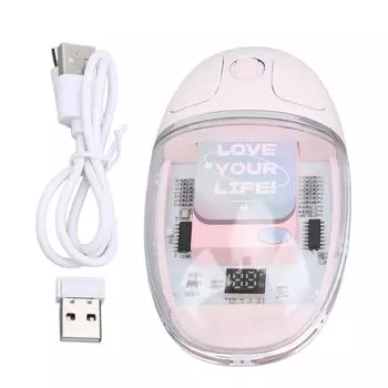 Беспроводная Bluetooth-мышь с двумя режимами 2.4G, прозрачная, эргономичная, офисная, бесшумная мышь для компьютера розовый