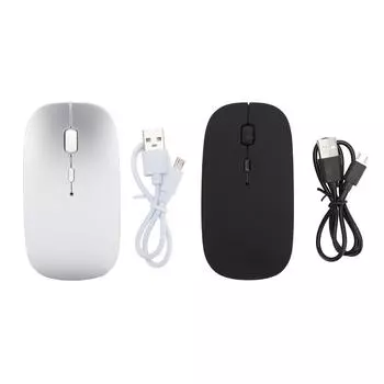 Беспроводная Bluetooth-мышь с регулировкой 3 DPI, перезаряжаемая бесшумная портативная беспроводная мышь для искусственного интеллекта Black