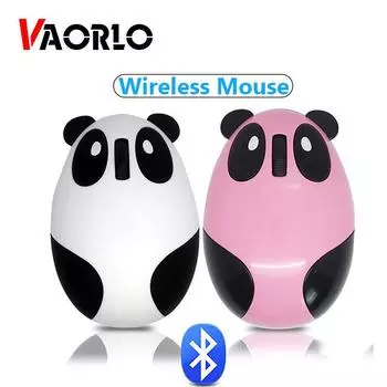 Беспроводная Bluetooth-мышь VAORLO, компьютерная оптическая мышь, милая мультяшная панда, 1200 точек на дюйм, игровая мышь Mause розовый