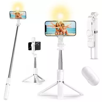 Беспроводная Bluetooth-палка для селфи с подсветкой, складной портативный штатив с заполняющим светом, затвором, пульт дистанционного управления для телефона Android iPhone