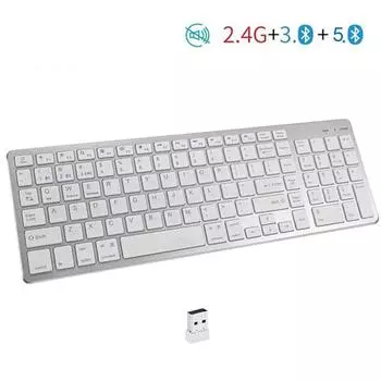 Беспроводная Bluetooth-совместимая клавиатура 2,4G, перезаряжаемая клавиатура, двухрежимная клавиатура для нескольких устройств для портативного компьютера