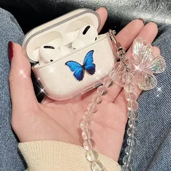 Беспроводная Bluetooth-зарядная коробка с синей бабочкой для Apple Airpod 3 1 Pro 2nd 2, милый мультяшный чехол для наушников с гарнитурой Conque For Airpods 1 2