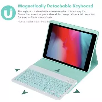 Беспроводная BT-клавиатура USB-клавиатура с защитным чехлом из искусственной кожи для планшетов, совместимых с iPad зелёный