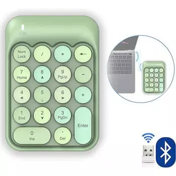 Беспроводная цифровая клавиатура 2,4 ГГц, беспроводная цифровая клавиатура, круглая клавиатура, цифровая клавиатура, 18 клавиш, портативная цифровая клавиатура