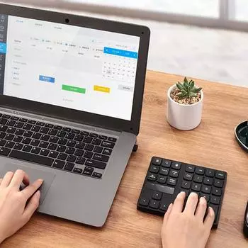 Беспроводная цифровая клавиатура 2,4G, 35 клавиш, цифровая USB-клавиатура, USB-клавиатура с зарядкой для портативных ПК чёрный