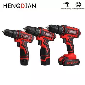 Беспроводная дрель HENGDIAN, 12 В, 18 В, 20 В, электрическая отвертка, мини-беспроводной драйвер питания, литий-ионный аккумулятор постоянного тока, 3/8 дюйма