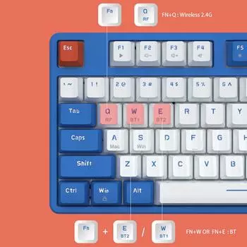 Беспроводная двухрежимная механическая клавиатура с 19 клавишами и защитой от ореолов синий