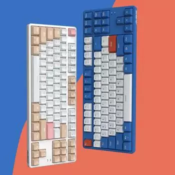 Беспроводная двухрежимная механическая клавиатура с 19 клавишами и защитой от ореолов red switch синий