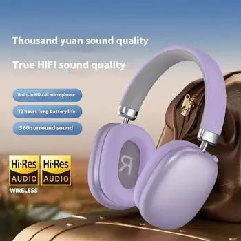 Беспроводная гарнитура Bluetooth с креплением на голову, сверхдлительное время работы от аккумулятора, низкая задержка без утечки звука, мобильный телефон - Fantasy Purple