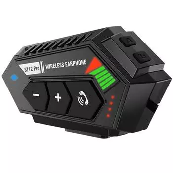 Беспроводная гарнитура BT12 Pro для мотоциклетного шлема, водонепроницаемая, звук HiFi, емкая батарея