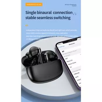 Беспроводная гарнитура BT5.4 с интеллектуальным шумоподавлением, встроенным микрофоном для вызовов в HD-качестве, автонастройка чёрный