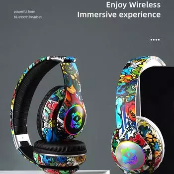 Беспроводная гарнитура с фонариком, детские наушники с микрофоном, Bluetooth-гарнитуры чёрный