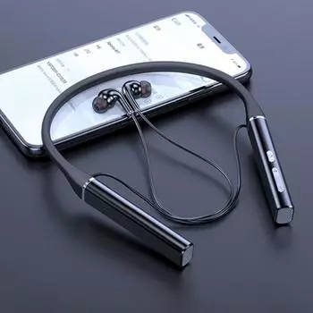 Беспроводная гарнитура с креплением на шею и дисплеем в реальном времени Спортивная гарнитура Bluetooth Большая емкость аккумулятора Эквалайзер Аудио Переключение чёрный