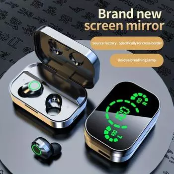 Беспроводная гарнитура с зеркальным цифровым дисплеем, высококачественным звуком, высокой мощностью, функцией экстренной зарядки, голосовым управлением высокой четкости чёрный