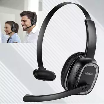 Беспроводная гарнитура Trucker Bluetooth 5.2 с микрофоном с шумоподавлением для телефонов ПК чёрный