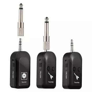 Беспроводная гитарная система, перезаряжаемый 2.4G гитарный передатчик и приемник, набор для передачи в реальном времени 1 Transmitter with 1 Receiver чёрный