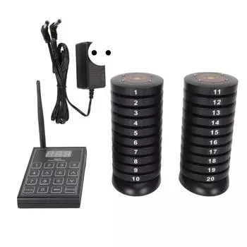 Беспроводная гостевая пейджинговая система очередей. Пейджинговая система дальнего действия с передатчиком и 20 пейджерами для EU PLUG