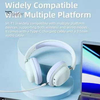 Беспроводная игровая гарнитура со складным микрофоном HiFi Звук Шумоподавление Увеличенный срок службы батареи Bluetooth-совместимые наушники 5.3 розовый