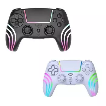 Беспроводная игровая консоль Bluetooth для контроллеров PS4 со светодиодной подсветкой RGB | Двойной шок | Шестиосевой датчик движения | Аккумулятор емкостью 1000 мАч | Аудиоразъем 3,5 мм чёрный