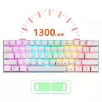 Беспроводная игровая механическая клавиатура Motospeed SK62 BT, 61 клавиша, RGB-подсветка, синий переключатель, макропривод разноцветный