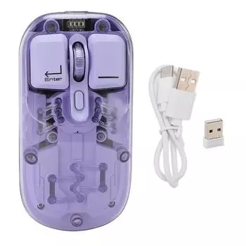 Беспроводная игровая мышь BT 5.02.4G 2 Mode USB Optical RGB Ultra Thin PC Transparent Shell Computer чёрный