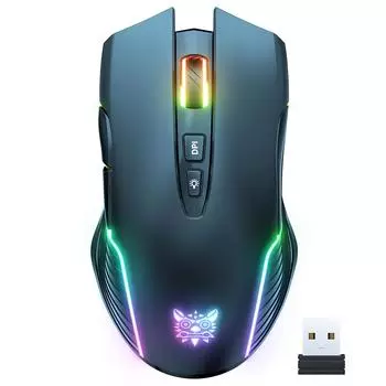 Беспроводная игровая мышь CW905 RGB 2.4G, перезаряжаемые компьютерные мыши с 5 регулируемыми DPI до 3600, эргономичная мышь для ноутбука с 7 кнопками 12.7*7.1*4cm чёрный