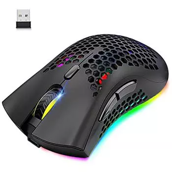 Беспроводная игровая мышь RGB с подсветкой RGB, перезаряжаемая USB-мышь, 2,4G, для ПК, ноутбука чёрный