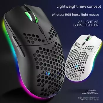 Беспроводная игровая мышь Xuanyinhu XYH80 RGB — легкая, перезаряжаемая и эргономичная для использования в офисе и играх. розовый