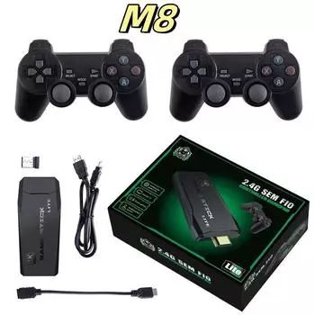 Беспроводная игровая телевизионная консоль M8 с двумя джойстиками и HDMI