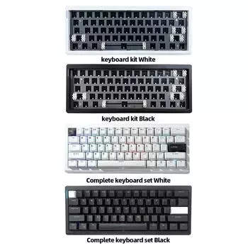 Беспроводная индивидуальная механическая клавиатура, проводная/совместимая с Bluetooth 5.0/2.4G игровая клавиатура, компьютерная клавиатура для игр и работы Keyboard kit белый