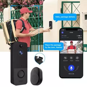 Беспроводная камера дверного звонка T8, интеллектуальный беспроводной дверной звонок, Wi-Fi, HD-камера, видеотелефон, домофон, интеллектуальный домофон безопасности One Size