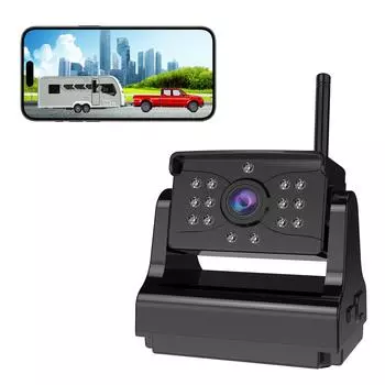 Беспроводная камера заднего вида для прицепа-сцепки грузовика 1080P HD камера заднего вида с магнитным креплением для небольшого автофургона чёрный