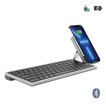 Беспроводная клавиатура Bluetooth 2,4G со складным беспроводным зарядным устройством для телефонов, перезаряжаемая клавиатура для ноутбука, планшета с Windows